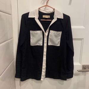 Michael Kors black and white button down shirt